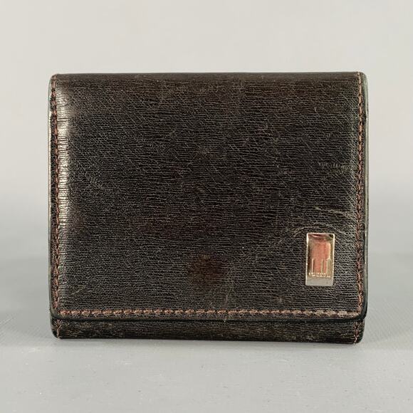 DUNHILL Brown Silver Textured Leather Wallet - Picture 1 of 4